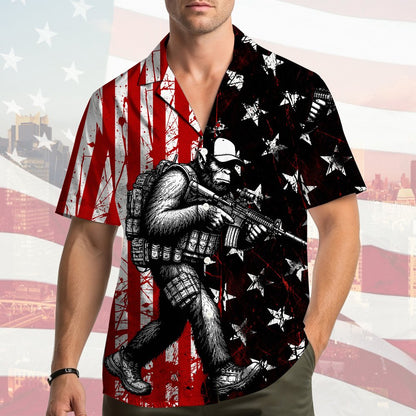 Second lifestyle view featuring the patriotic tactical ape shirt
