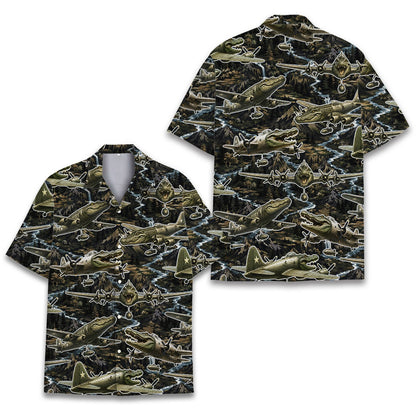 Other view of the military crocodile hawaiian shirt