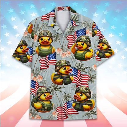 Another front view of the patriotic tropical shirt