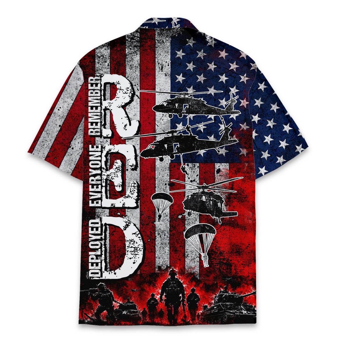 Back view of the military hawaiian shirt