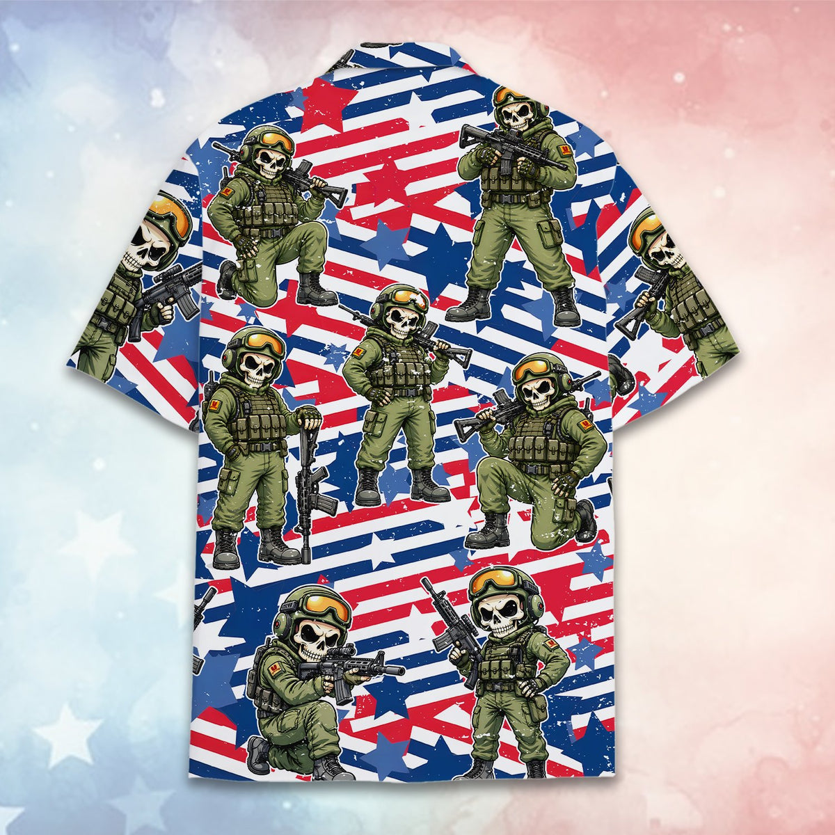 Additional back view showing the full all-over print design of the hawaiian shirt