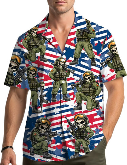 Lifestyle view featuring individuals wearing the matching family hawaiian shirts outdoors