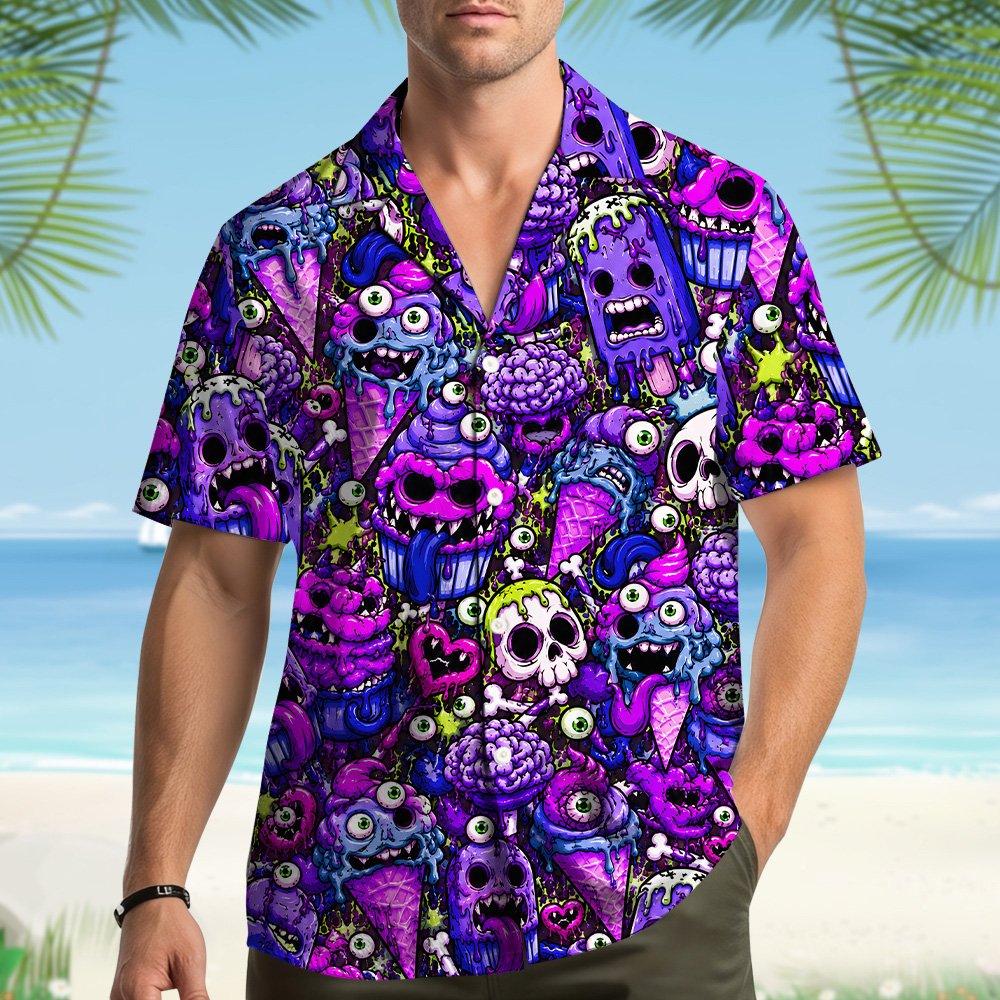 Second lifestyle image showing the matching family hawaiian shirt design