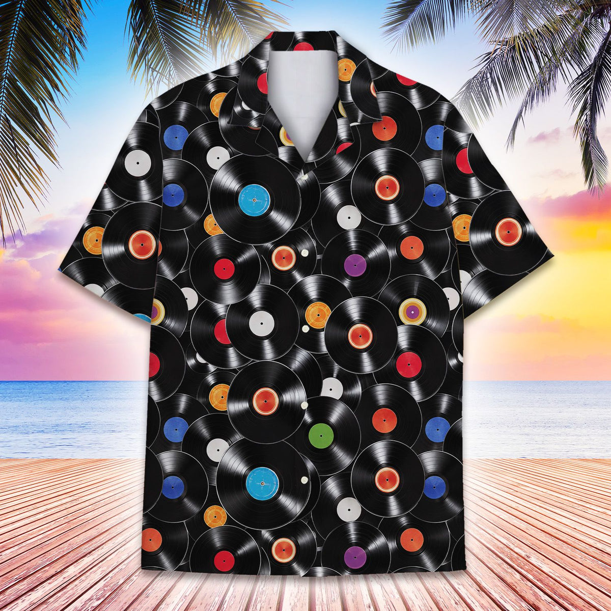 Alternative back view of the music hawaiian shirt