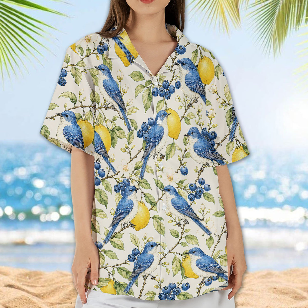 Seventh lifestyle view showing the comfortable nature hawaiian shirt