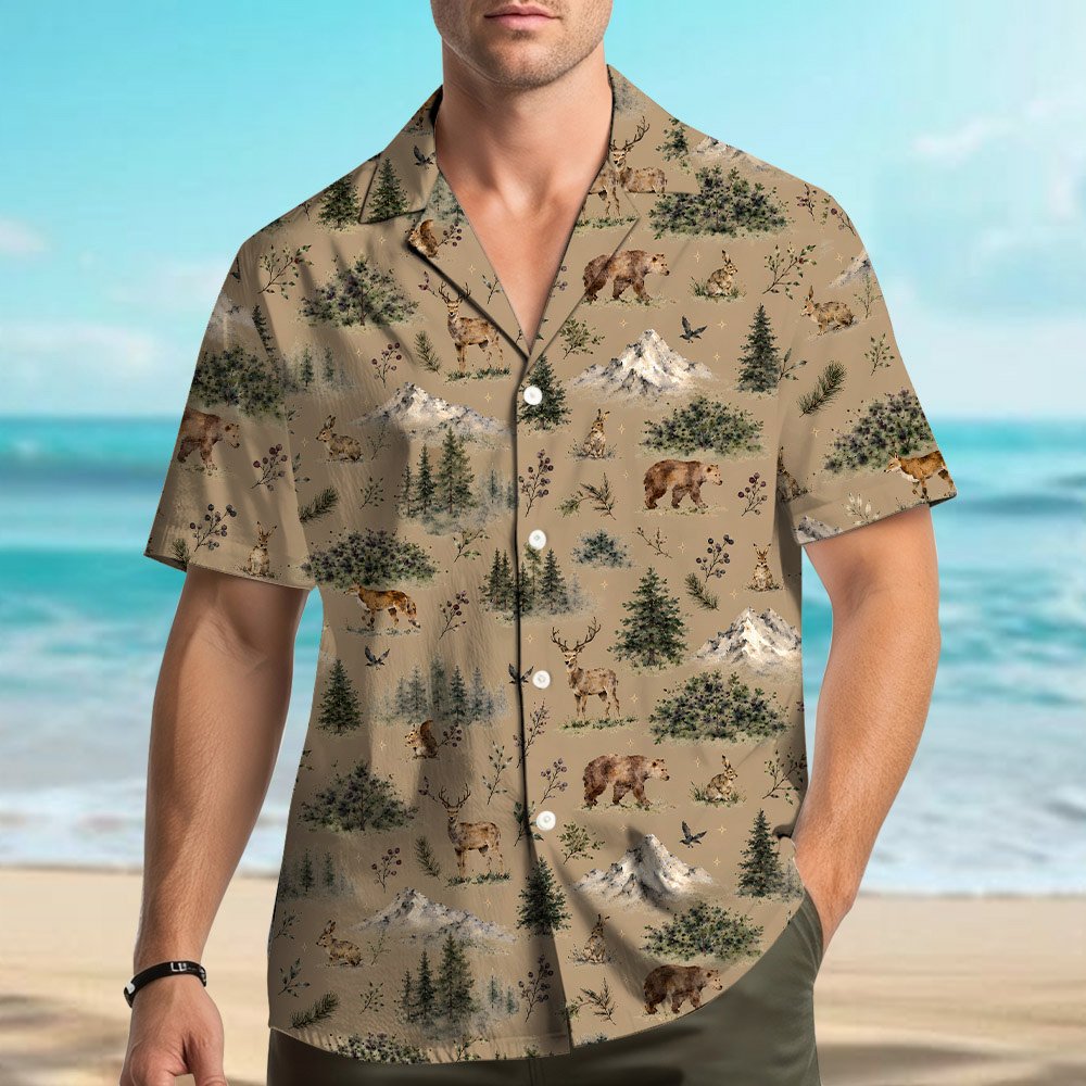 Second lifestyle view featuring the nature wildlife hawaiian shirt