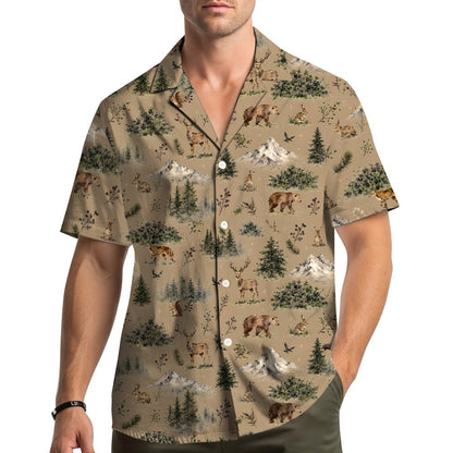 Lifestyle image of someone wearing the matching family hawaiian shirt outdoors