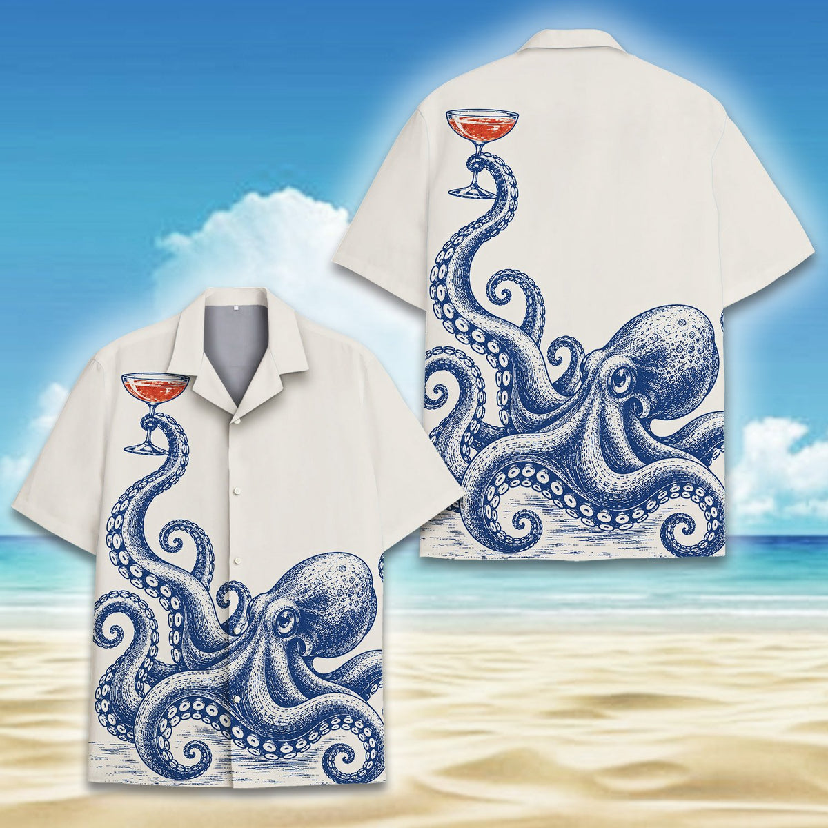 Alternative back view of the nautical hawaiian shirt