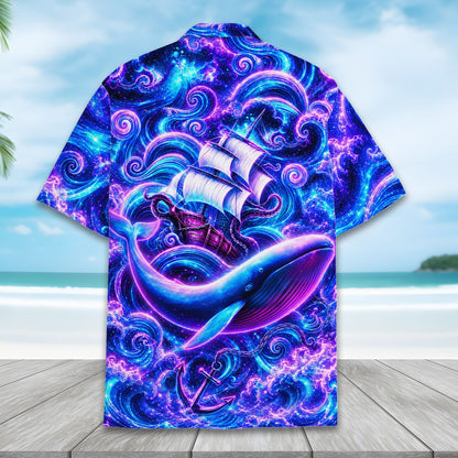 Alternative back view of the nautical fantasy hawaiian shirt