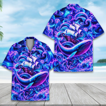 Close up front view of the abstract hawaiian shirt
