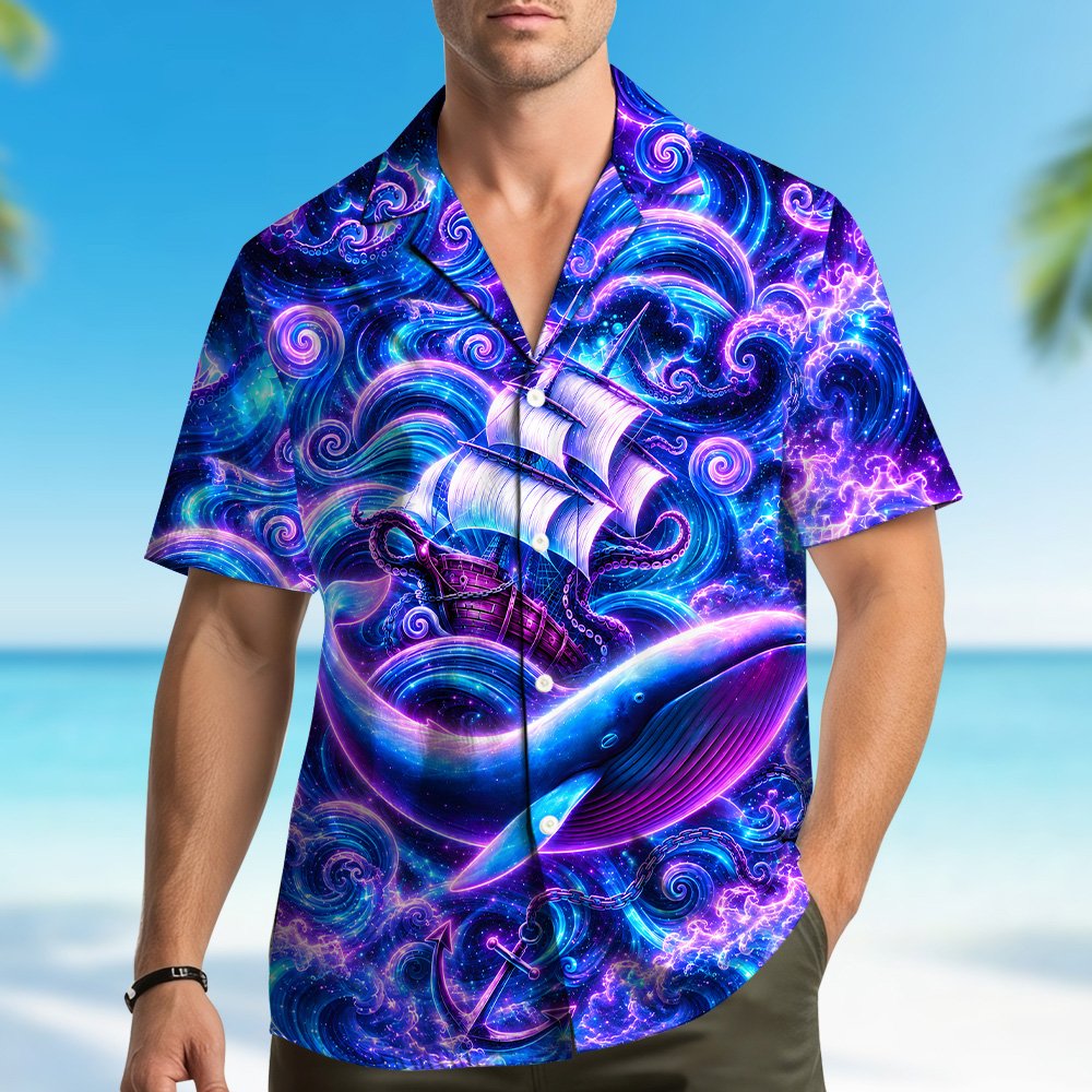 Second lifestyle image showing the family hawaiian shirt in action