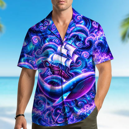Second lifestyle image showing the family hawaiian shirt in action