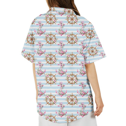 Second lifestyle view of family hawaiian shirts outdoors