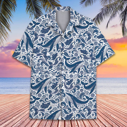 Back view of nautical hawaiian shirt