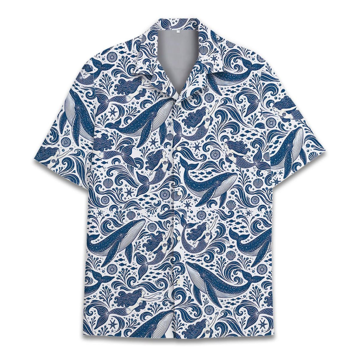 Another close up front view of family matching hawaiian shirts