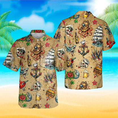 Another front view highlighting the traditional nautical tattoo print