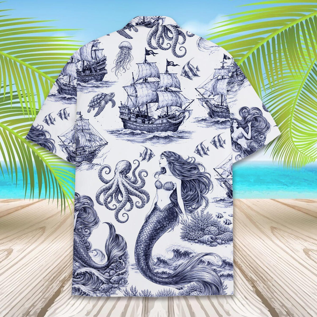 Matching family hawaiian shirts back view detail