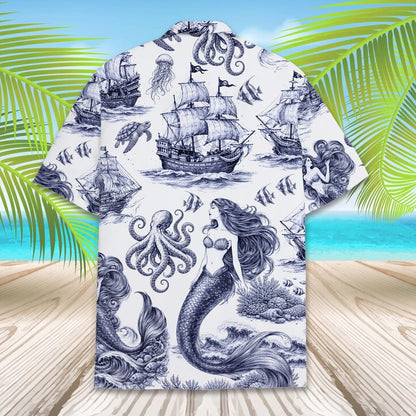 Matching family hawaiian shirts back view detail