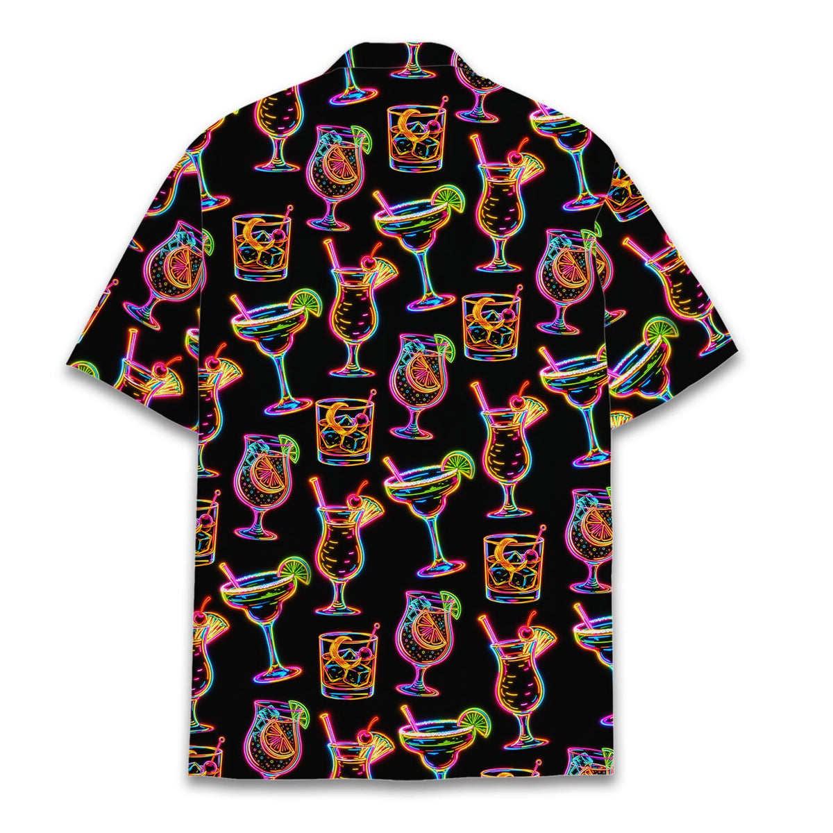 Matching family neon cocktails hawaiian shirt, front view