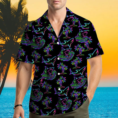Lifestyle view of matching family Hawaiian shirts worn together outdoors