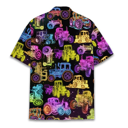 Back view of the neon tractors hawaiian shirt