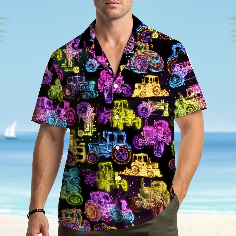 Second lifestyle image displaying the family matching hawaiian shirt in a casual setting