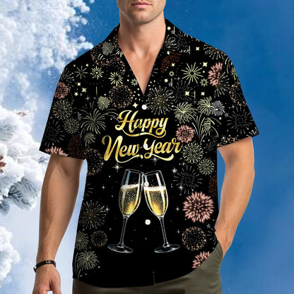 Additional front view of the festive hawaiian shirt