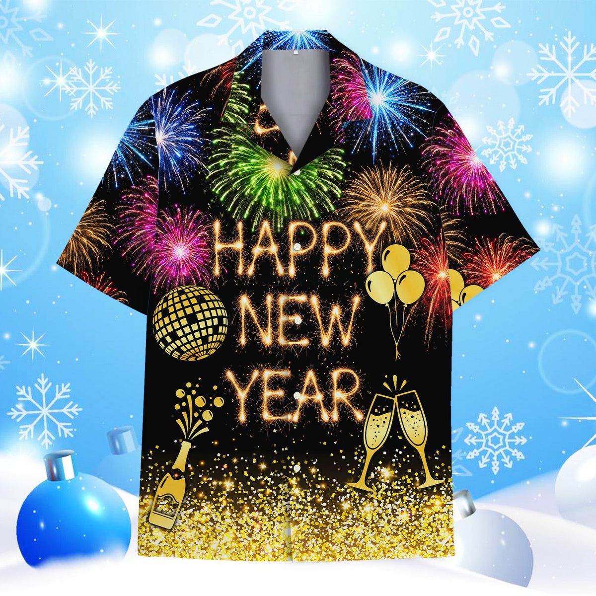 Alternative back view displaying the colorful fireworks print