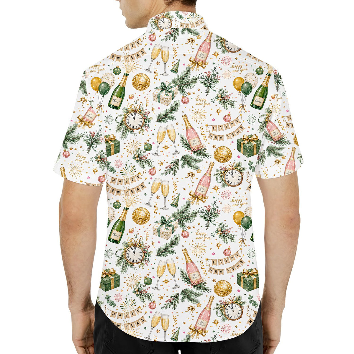 New Year celebration matching family hawaiian shirt, second back view