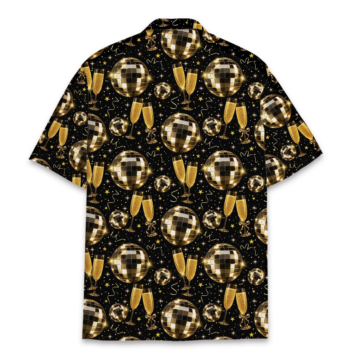 Detailed back view of the new years hawaiian shirt pattern