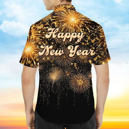 Alternate back view 4 of new years Hawaiian shirt