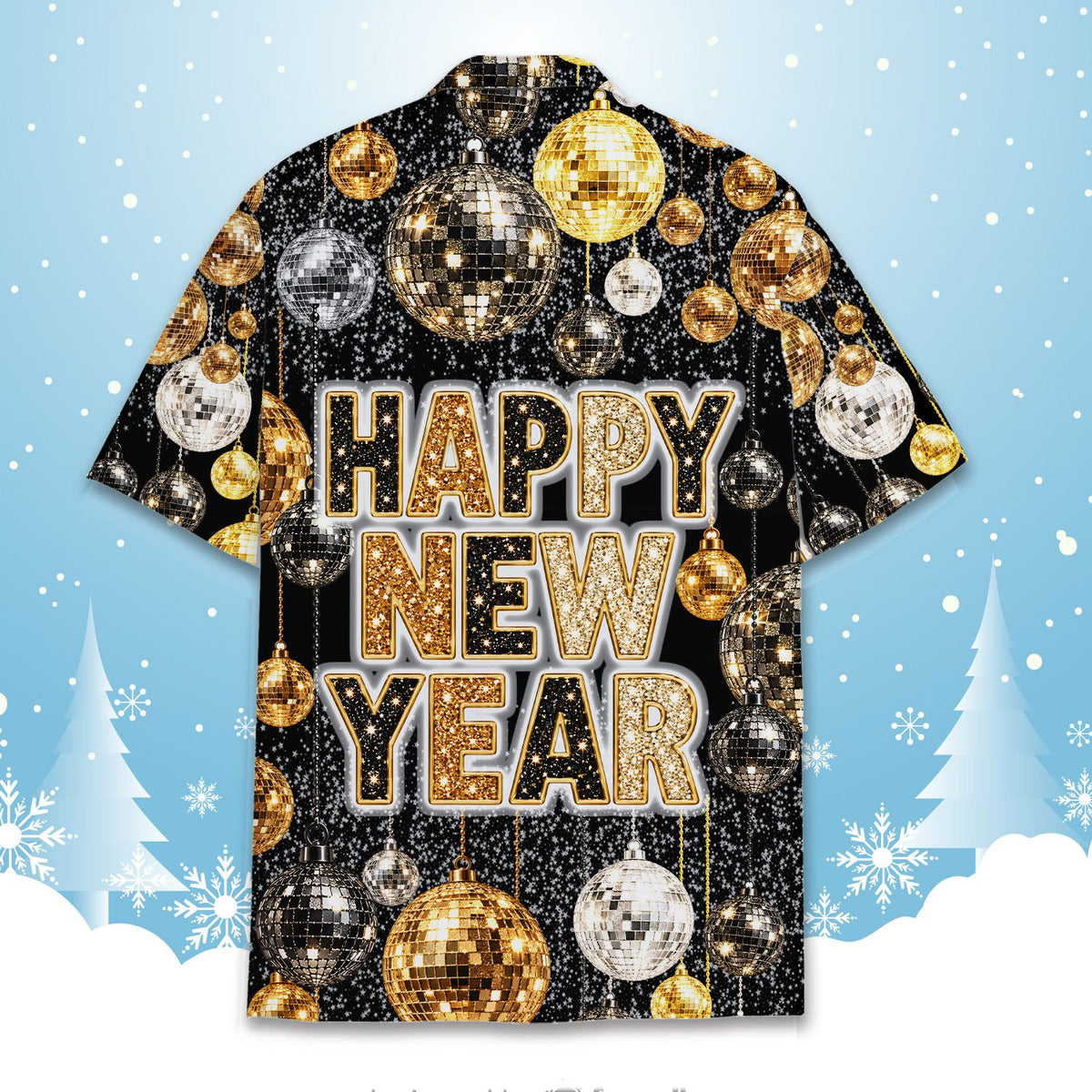Back view of the new year hawaiian shirt