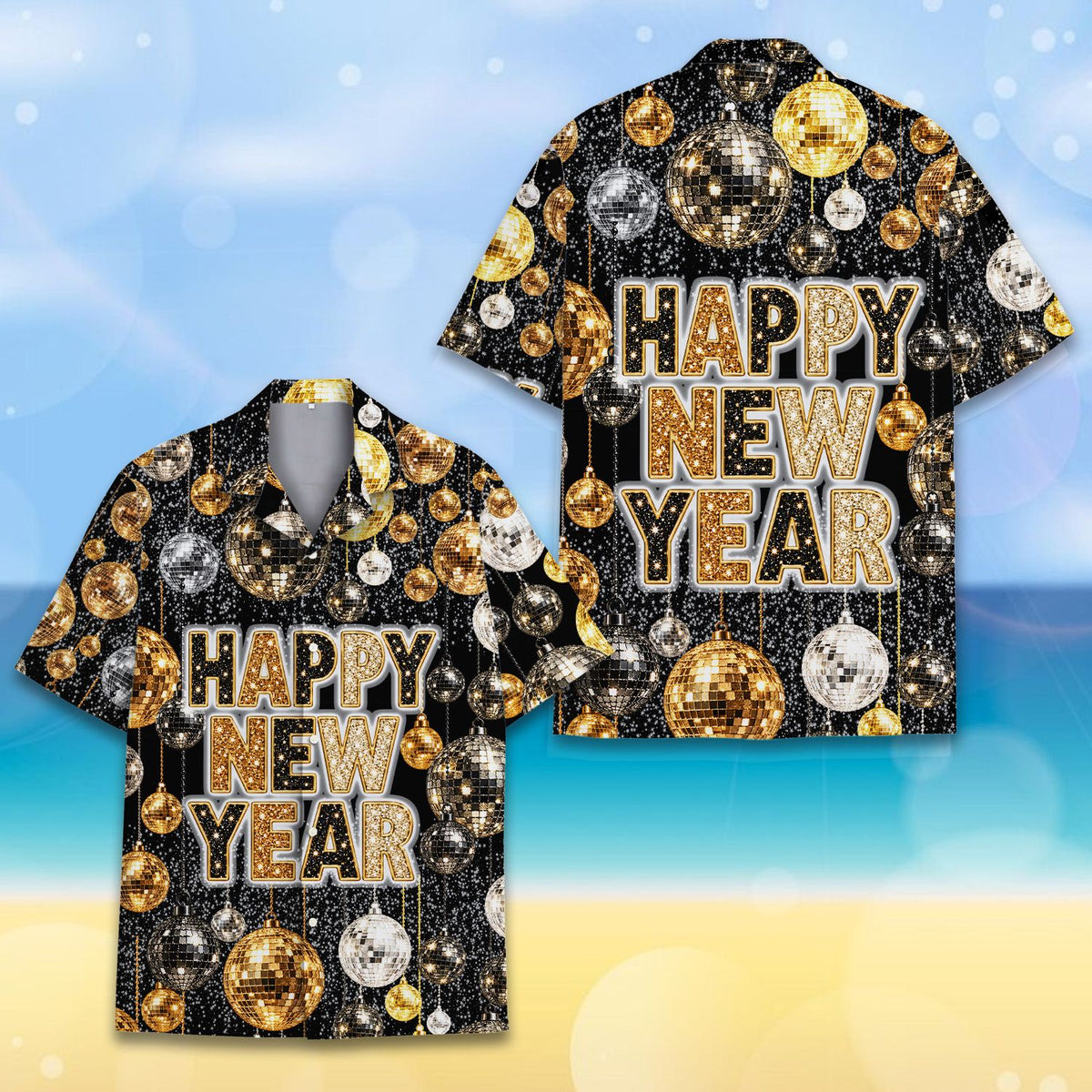 Close up front view of the matching family hawaiian shirts design