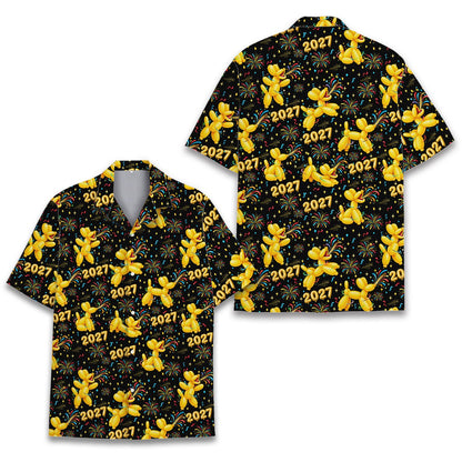 Collar and sleeve view of family matching hawaiian shirt, front view 7