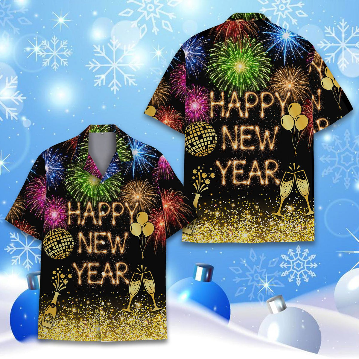 Another lifestyle view showcasing the festive holiday hawaiian shirt