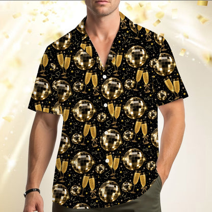 Second lifestyle view of the family matching hawaiian shirts in a festive setting