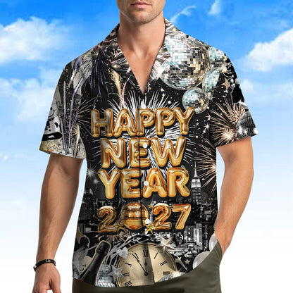 Another lifestyle view showing the holiday hawaiian shirt in a festive setting
