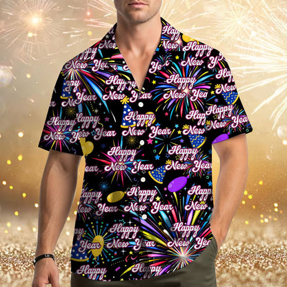 Third lifestyle view of the family wearing their coordinating new years eve shirts