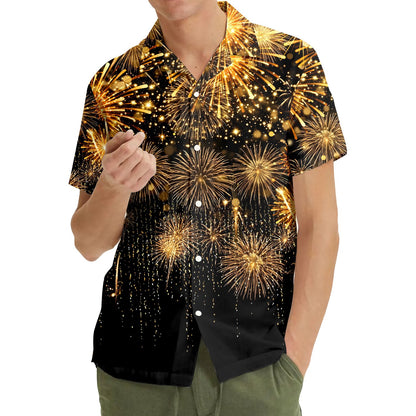 Lifestyle view showing the matching family Hawaiian shirt worn