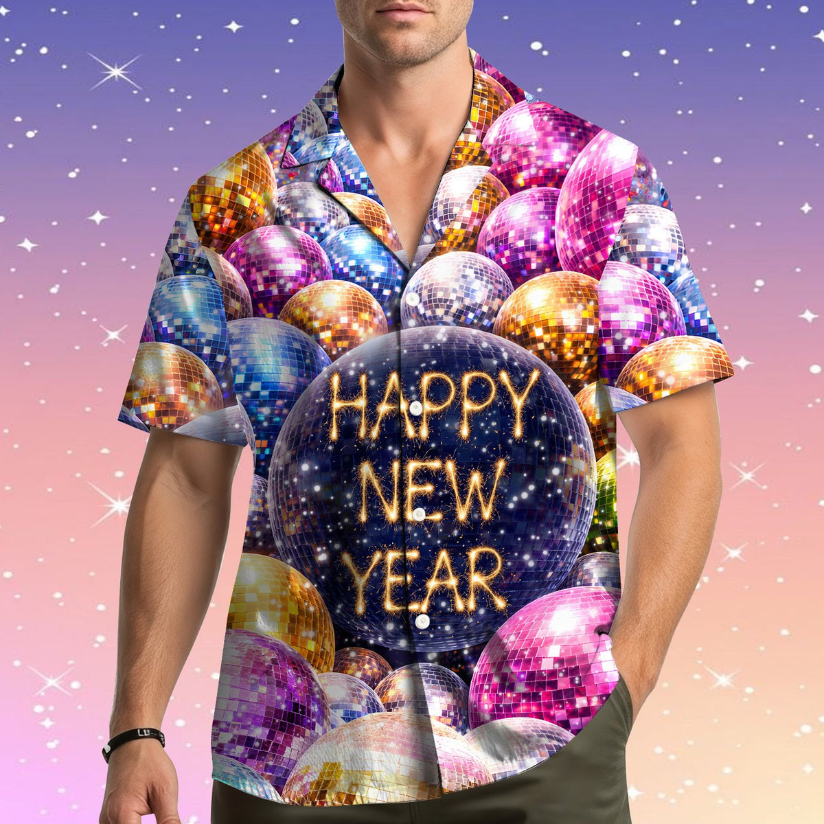 Lifestyle image showing the matching family hawaiian shirt worn outdoors