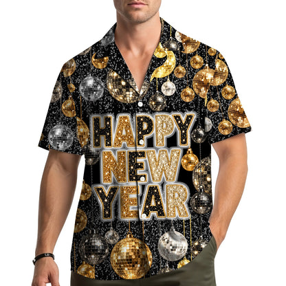 Lifestyle view of someone wearing the new year hawaiian shirt
