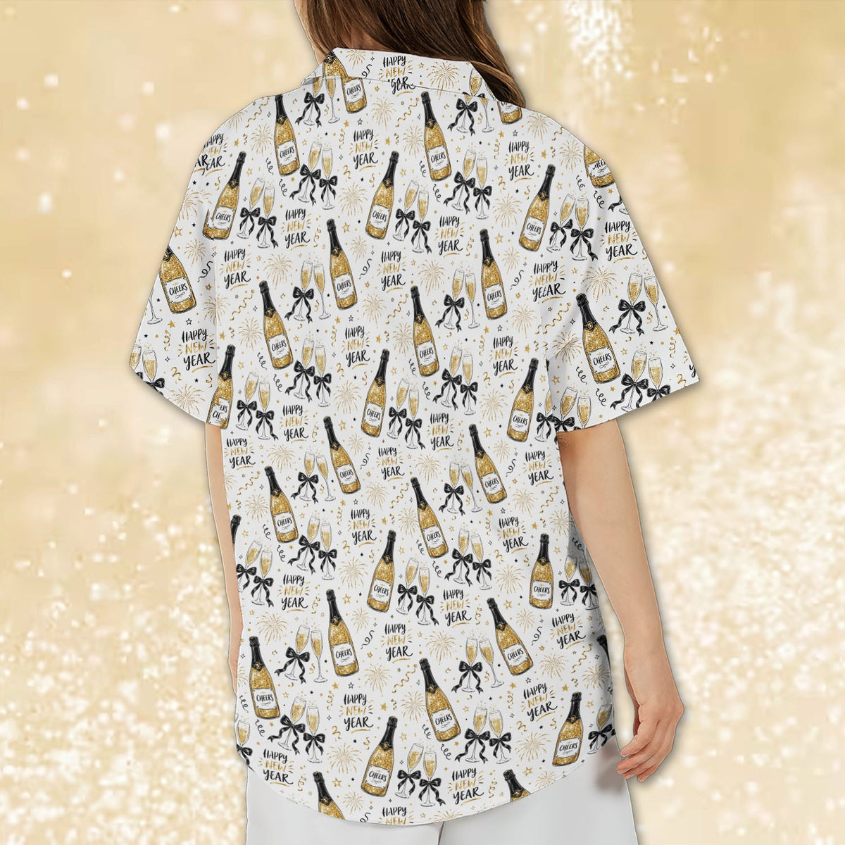 Another back view of the new year hawaiian shirt