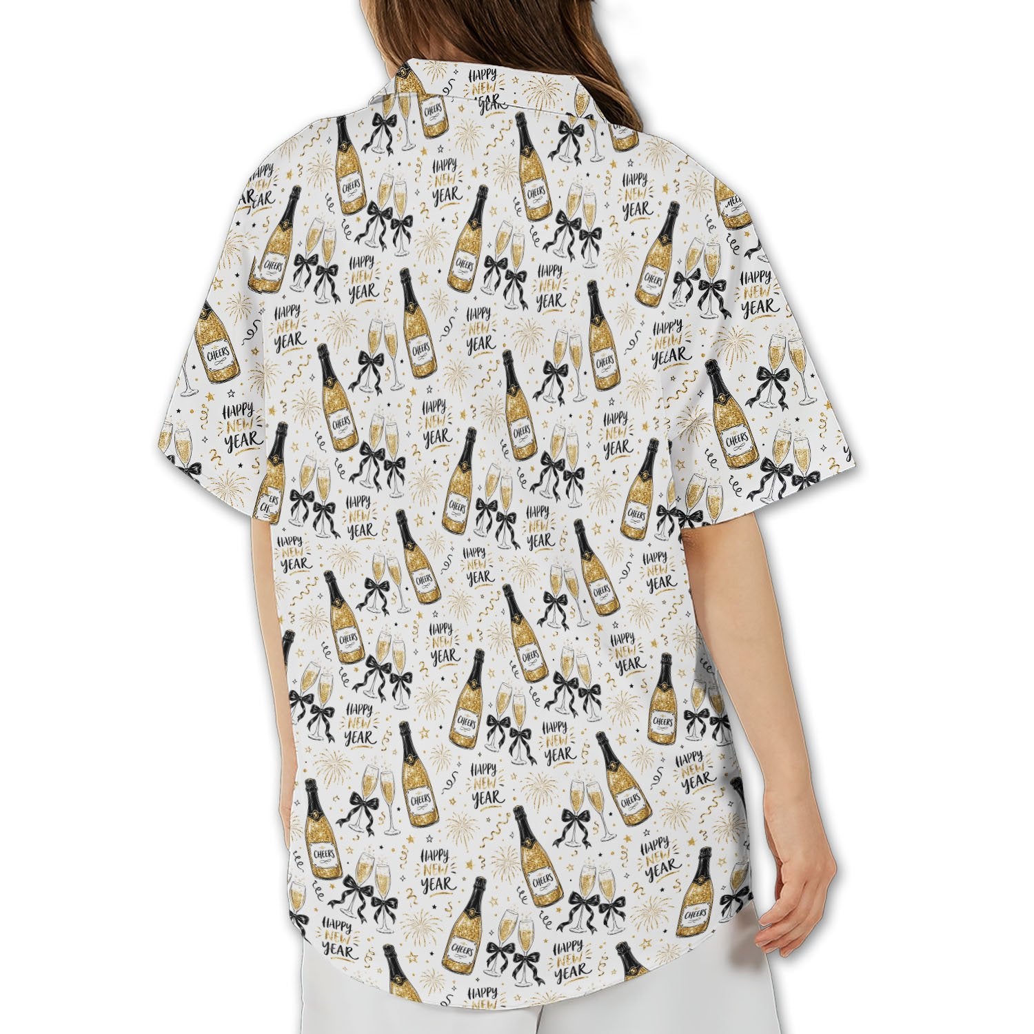 Flat back view of the matching family hawaiian shirt