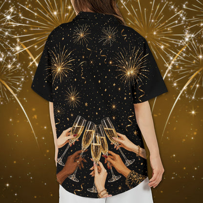 New year hawaiian shirt festive pattern back view