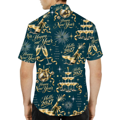 Close up back view of matching family hawaiian shirts