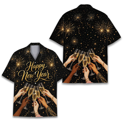 New year hawaiian shirt holiday design front view