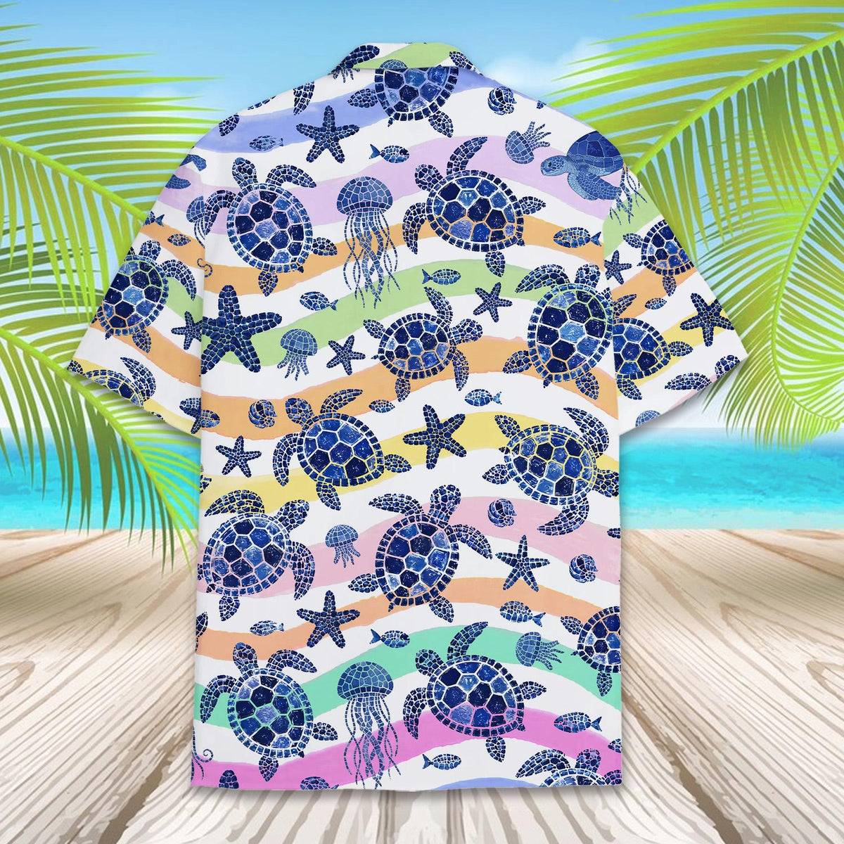 Back detail of the matching family hawaiian shirt design