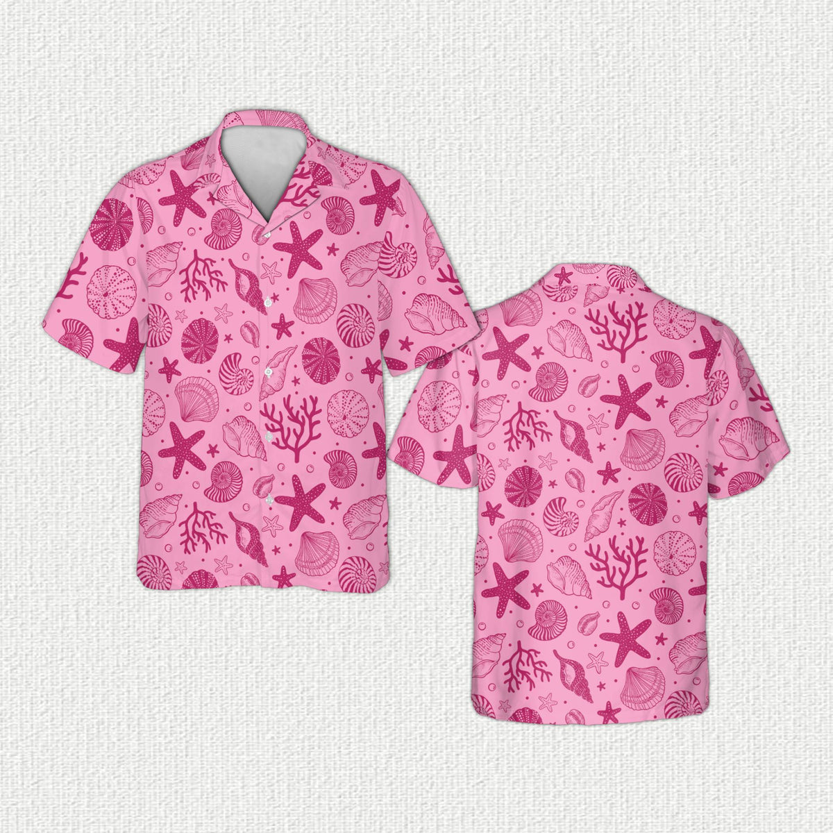 Pink abstract hawaiian shirt for family matching, front view