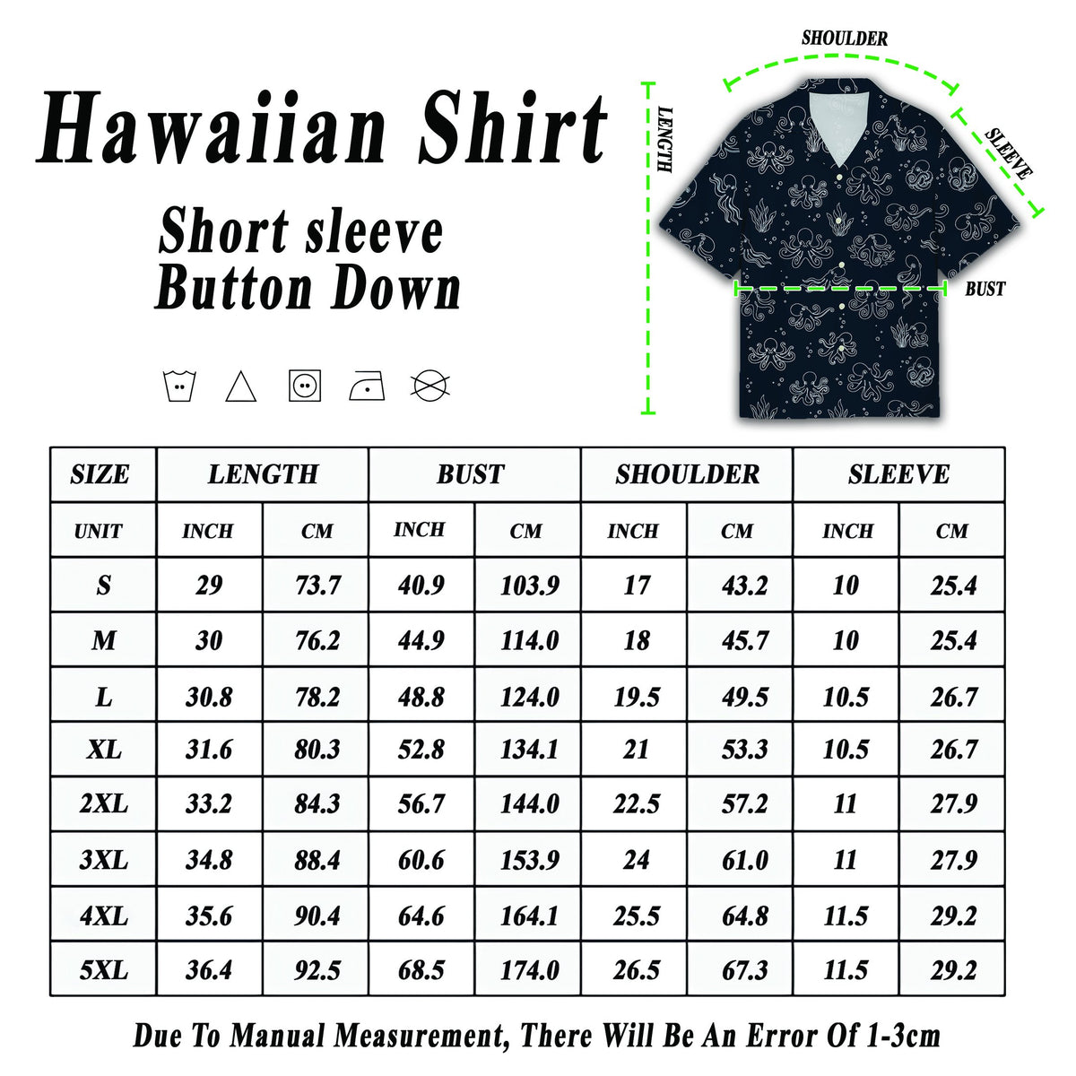 Alternative view of the navy octopus hawaiian shirt