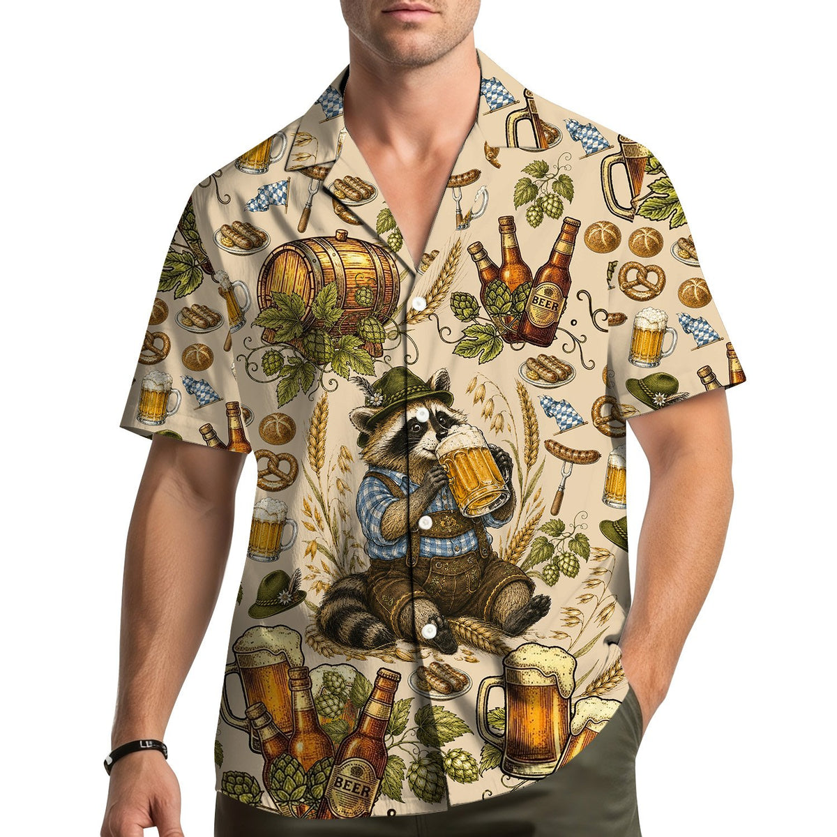 Lifestyle view of the Oktoberfest hawaiian shirt